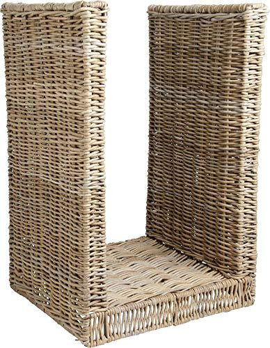 AUBRY GASPARD - Grand Panier à Bûches Métal Gris - Forme U - 48x44x74 cm - Poids 7 kg - Idéal Ranger Transporter Bois Chauffage - Design Contemporain Pratique pour Cheminée