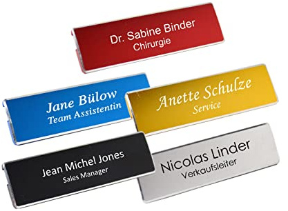 Profil-Metall-Namensschild mit Magnet Magnetbefestigung incl. Gravur Aluminium NEU (blau)