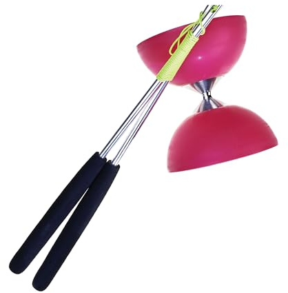 Eureka 515708 Acrobat 105 - Diabolo in Gomma con bastoni in Alluminio, Colore: Rosa