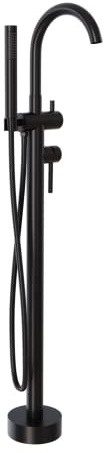 BERNSTEIN - Robinet mitigeur de baignoire, Robinet de bain sur pied rond en laiton design moderne et esthétique avec douchette - 117x15x15cm - Noir - flexible 1,5m, faible bruit, 2 robinets - 1414