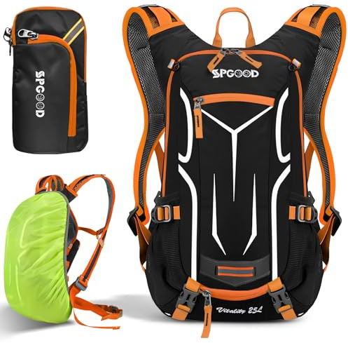 SPGOOD Mochila para bicicleta de 20L/25L/30L (9 colores), impermeable, ultraligera, para hombre y mujer, multifuncional, con protector de lluvia y cubierta para casco, mochila MTB, mochila de montaña