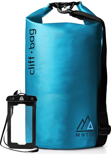 MNT10 Dry Bag “Cliff-Bag” in 20L, 30L, 40L I Drybag Rucksack für SUP, Kanu, Kajak I Wasserdichter Packsack mit Schultergurte I Seesack wasserdicht I + GRATIS wasserdichte Handyhülle (Blau, 30L)