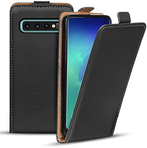 Verco Flip Cover per Samsung Galaxy S10 Plus, Custodia verticale Flip Case compatibile con Samsung S10+, Nero