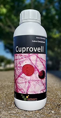 Corrector de cobre. Gluconato de cobre.Fitortificante e inductor de defensas. Abono fertilizante rico en cobre soluble en agua 1L. Cuprovell. Producto ecologico.