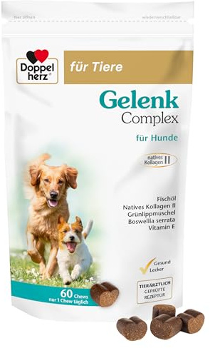 Doppelherz für Tiere Gelenk Complex für Hunde | Mit essentiellen Omega-3 Fettsäuren + Vitamin E – 60 Chews