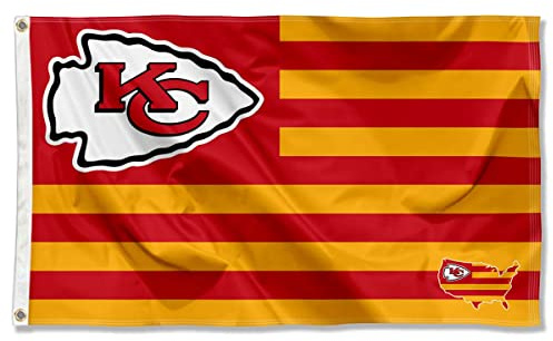 Kansas City Chiefs USA American Nation Stripes 3x5 Grommet Flag