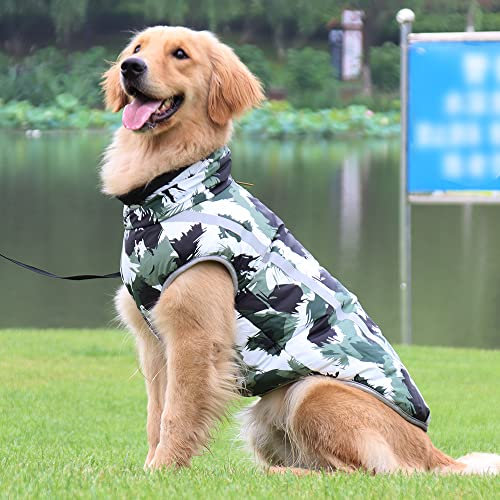 Nyescasa Hundemantel Winter Hundebekleidung Wasserdicht Hundejacke, Reflektierend Tarnung Weiß Jacke,Verdicken Hunde Winterjacke S für klein,mittelgroße Hunde, Outdoor-Sport Winddichte Hundeweste