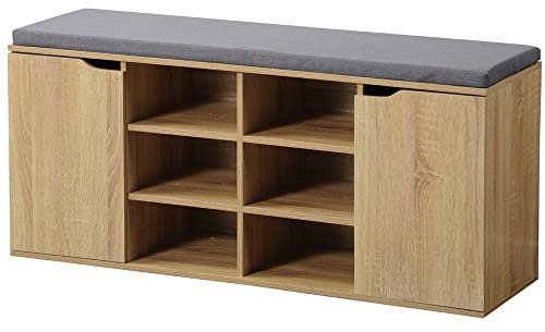 Kesper | Schuhschrank mit Sitzkissen, Material: Faserplatte, Maße: B103,5 x H48 cm x L29,5 cm, Farbe: Natur - Sonoma Eiche | 15928 13