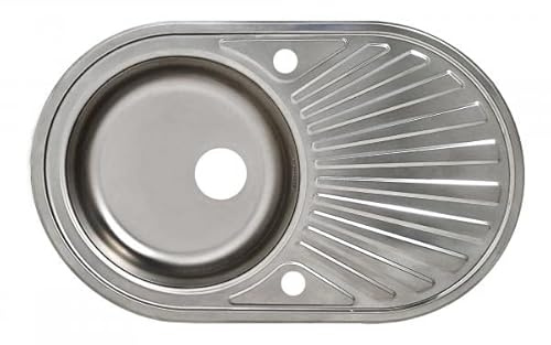 Edelstahlspüle Oval Campingspüle 78 x 48 cm Edelstahlspüle Einbauspüle Aufbauspüle Spülbecken Spüle Küchenspüle