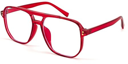 FEISEDY Retro 70er 80er Blaulichtfilter Brille Ohne Stärke Hornbrille B2866 | Quadratische Pilotenbrille, Computerbrille für Damen Herren