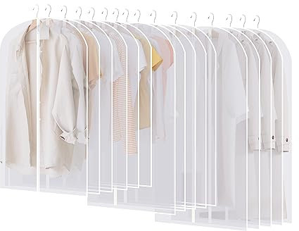 16 Stück Kleidersack Kleiderhüllen Lang 60 x 120/100/80cm, Transparent Hochwertiger Kleidersäcke mit Reißverschluss, für Anzüge, Kleider, Mäntel, Jacken, Hemden, Kleidung Aufbewahrung Organisation