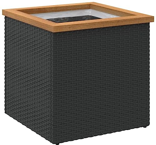 vidaXL Jardinière Noir 40x40x40 cm résine tressée, lit surélevé, bac à Fleurs, Support de jardinière, Pot de Jardin, Pot de Fleurs, Support de Plantes