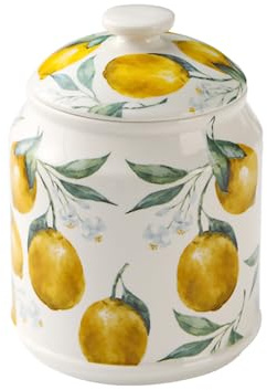 WAIT FLY Ceramic Tea Caddy Tea Canister Large Capacity Food Storage Jar Container for Tea, Coffee, Herb, Sugar, Spice, Nuts-Lemon-33 OZ