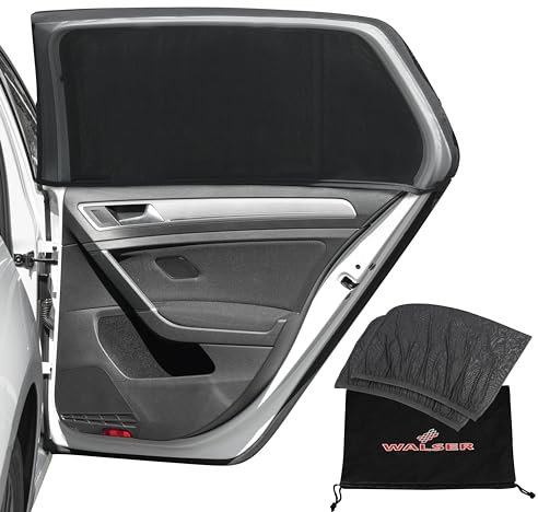 Walser Sonnenschutz Auto, 2 Stück Sonnenschutz Auto Baby, Sonnenschutz Auto hinten, Sonnenschutz Auto Kinder, Auto Sonnenschutz Baby, Sonnenblende Auto Set Universalgröße max. 100x53 cm schwarz