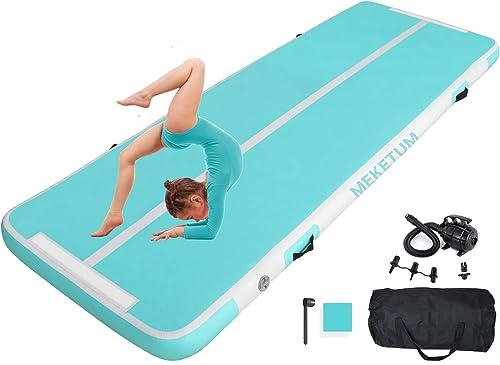 MEKETUM Air Turn Track Matte 2m 3m 4m 5m 10/20cm Dicke Turnen Matten Aufblasbar Gymnastikmatte Rutschfest Sportmatte für Zuhause/Training/Tumbling/Yoga/Outdoor/Fitness