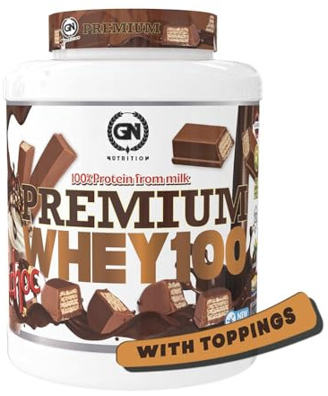 GN Nutrition Premium Whey 100% 2kg | Sabor KITCHOC con TOPPINGS | Proteína Con Vitamina B6 y DigeZyme | Ideal para Deportistas