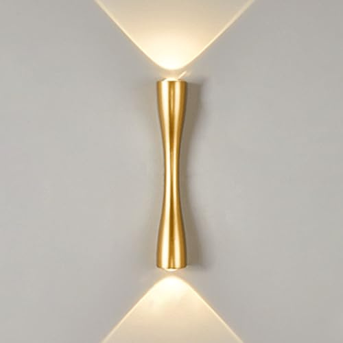 KRUIHAN 12W LED Wandleuchte Gold, Up and Down Leuchten Innen, Warmweiß 35cm | Energieeffiziente flimmerfreie 12W integrierte LED Wandlampe aus Aluminium für Flur, Treppenhaus, Schlafzimmer, Wohnzimmer