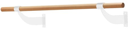 GYMAX Barra de Ballet Individual, Barra de Ballet montada en la Pared de 4 pies, Barras de Baile de Madera de Haya para Estiramiento, Yoga y Entrenamiento (Blanco)