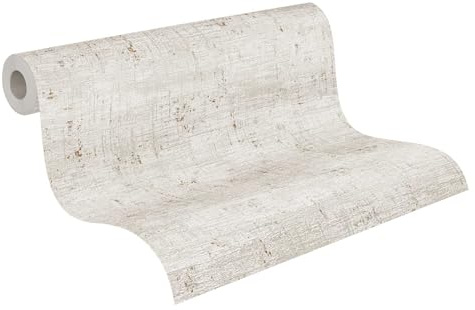 Livingwalls Struktur-Vliestapete – Grau, Creme, Beige – 10,05 x 0,53 m | Einfarbig & vielseitig kombinierbar – schimmernde Wandtapete im Metallic-Look, ansatzfrei & spurlos abziehbar