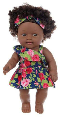 12 Zoll Reborn Puppe Schwarze Puppe Lebensechte Weich Realistisches Silikon Afrikanische Baby Puppe Neugeborenes Lächelndes Puppen Mädchen Schwarze Haut Babypuppen Spielzeug Geburtstagsgeschenk