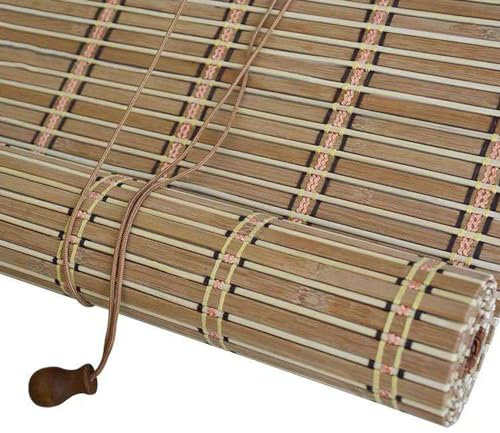 FENGSHOUU Natur Bambus-Rollo,Retro Bambusrollo Jalousine,75% UV-Block Raffrollos,Sonnenschutz und Sichtschutz Rollo,für Balkon/Terrasse/Garten,Einfache Montage,Anpassbar,Breite×Höhe (120cm x 270cm)