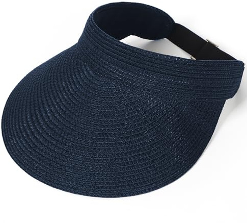 soul young Chapeau Femme Soleil Casquettes Visière de Paille Bord Large(La Marine,Taille Unique)