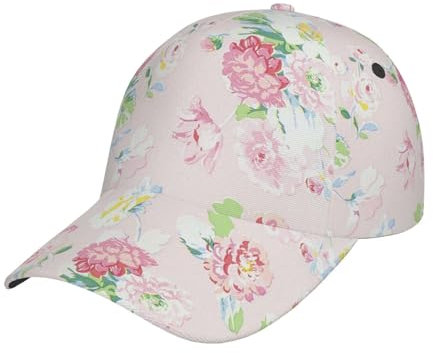 Fxuyyok Trendige Baseballmütze für Damen, mit Blumenmuster, Sommer, modisch, verstellbar, Laufmütze, Pinke Blumen-Baseballkappe, One size