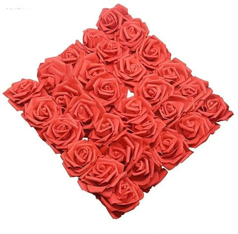 ZFISH 20.10.30 Köpfe 8 cm künstliche PE-Schaumrosen, Brautstrauß, Blume für Hochzeitsfeier, dekoratives Scrapbooking, DIY-Blume, F06 Rot, 20 Stück