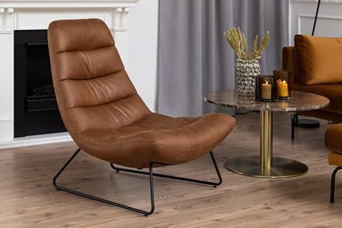 möbelando Loungesessel >Milford< in Cognac, Stoff, Stahl - 82,5x97x93cm (BxHxT)