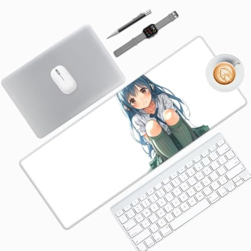 Tapis de Souris XXL 1500x600 mm Tapis de Souris Blanc sous Main Bureau, Tapis de Souris Anime Mouse Pad, Tapis Souris Gamer XXL, Imperméable, Base Antidérapant, pour Maison/Deco Bureau/Gamer -990HDM