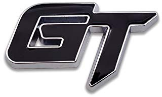 Logo GT in metallo cromato per auto, emblema 3D di alta qualità, adesivo per auto da corsa, adesivo Grand Tourer (nero)
