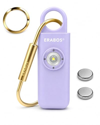 ERABOS Premium Taschenalarm T1000 Ladies | von Polizeibeamten gegründete Sicherheitsmarke | Qualitätsprodukte seit 2019 | +2 Stück Ersatzbatterien GRATIS (Lavendel)