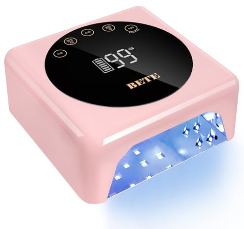 BETE LED-Nagelhärter, kabellos, 78 W, wiederaufladbar, UV-Nageltrockner mit Infrarot-Sensor und LCD-Anzeige, tragbarer Nageltrockner mit 5 Zeiteinstellungen