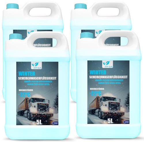 20 Liter Scheibenfrostschutz Gebrauchsfertig -22° Frostschutz Reiniger | Fertige Scheibenwaschflüssigkeit | Winter-Scheibenreiniger 20 L | 4x 5 Liter Winter Scheibenfrostschutz