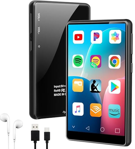 MP3 Player with Bluetooth and WiFi, 4 Touch Screen Music Player with Spotify, Play Store, Pandora, Audible, Amazon Music, Android MP4 MP3 Player