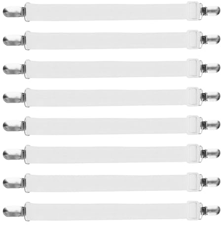 8 Stück Bettlakenspanner Verstellbar - Bettlaken Spanner Elastische Lakenspanner mit Metallclip, Elastische Bettlakenklammern, Bettlaken Spanngurte für Matratze, Bügelbrett oder Sofa,Bettlaken,Krippe