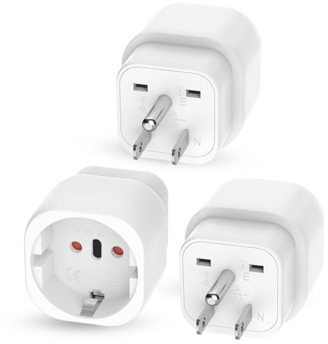 Adattatore Prese USA, 3 Pezzi Adattatore Presa Americana, Adattatore da USA a Europea, Adattatore di Alimentazione da Americana a Europa, per Dispositivi con Adattatore di Alimentazione USA