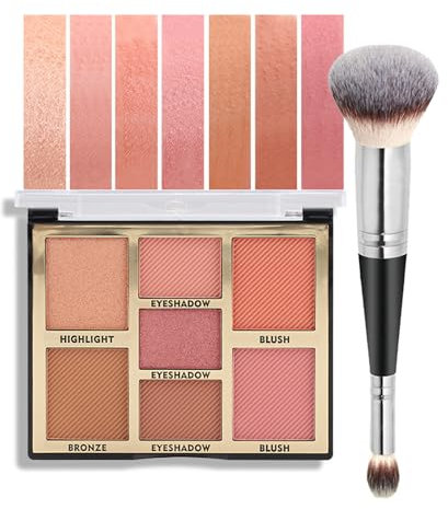 FantasyDay 7 Farben Wasserfestes Rouge Puder Xmas Gesicht Make-up Langanhaltende Aufhellendes Blush Palette mit Kosmetik Pinsel - Multi-use Blush für Einen Frischen Alltags-Teint für Jeden Hautton