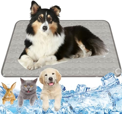 Tapis Rafraichissant Chien 100 x 70cm Tapis de Refroidissement pour Pet Taille XL Cat Cooling Mat Gris Cooling Mat Dog, Coussin Rafraîchissant Chat, Fresh Pad Chien Convient Aux Chats et Aux Chiens