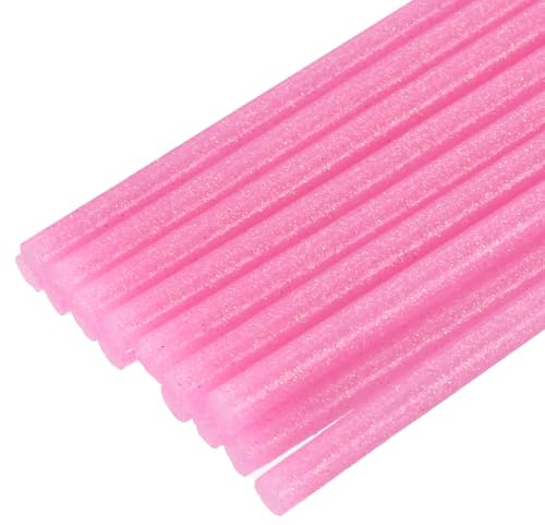 QUARKZMAN 16 Stück Heißklebestifte 7mm x 200mm Mini Heißklebesticks Heißklebepistole Heißkleber Klebestifte Glue Kleberstoff für Repartur Bastel Dekoratiion DIY Handwerk Glitzer Pink