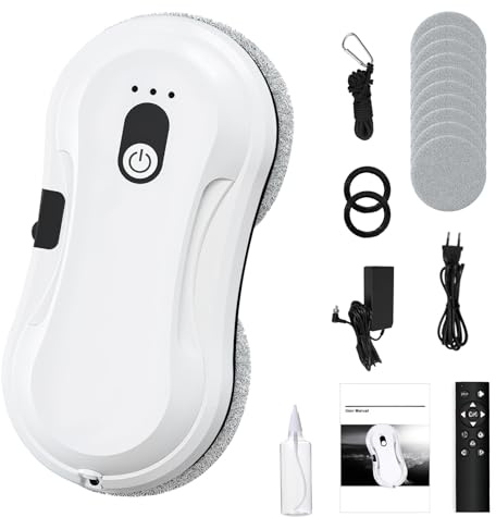 JDKJAG Intelligent Window Cleaning Robot, Automatic Window Cleaner Robot ith Water Spray, 2800Pa Suction & 3 Smart Modes, for Indoor and Outdoor Windows and Glass,10 Cloths