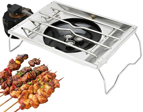 szaluyk Poele De Camping Portable | Barbecue Portable Anti-Vent | Cuisinière Extérieure Multifonctionnelle Légère, Accessoires De Cuisine Brûleur Pour Randonnée Pour Camping-Car, Voyage, Camping