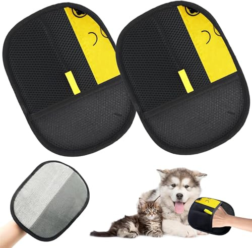 2 Piezas Guantes de Aseo para Mascotas, Guantes de Doble Cara para Perros y Gatos, Guantes de Aseo de Silicona, Guantes para Quitar el para un Pelaje y Saludable
