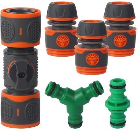 Attacchi Rapidi da 1/2 Raccordi per Tubo, Rapidi in Plastica Raccordi per Tubo da Giardino, Connettore per Rubinetto Rapido con 2 Y Raccordo 2 Doppio Raccordo, per Irrigazione e Giardino (1, 14, PCS)