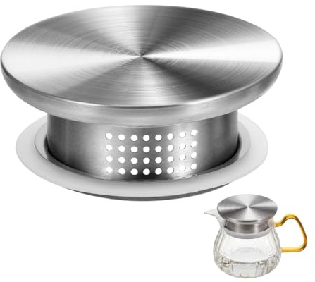HOMOBABE Tapa de Jarra de Acero Inoxidable, Resistente al Desgaste, Doble Salida de Agua y Filtro Práctico, Adecuado para Tapones Botellas Cristal y Té