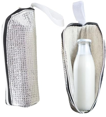 Generisch 2 Kühltasche Für Flaschen, Trinkflaschenhülle Aluminiumfolienfaser, Reisezubehör Thermisch Isolierter 8.5x25 Cm, Kälte Und Wärmeschutz, Waschbar Und Robust