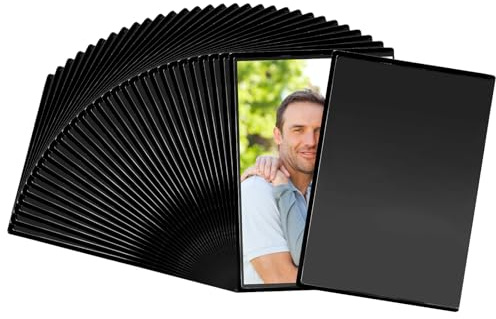 STARVAST Magnetische Fototaschen, 30 Stück Magnet Bilderrahmen Fotorahmen für Fotos Postkarten von 16.3x11 cm für Kühlschrank, Schwarz