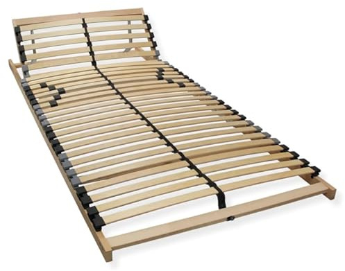 Sleepneo Stabiler Lattenrost 90x190, Lattenrahmen Buche, 28 Latten, 7 Komfortzonen, Federholzrahmen Made in Germany, Lattenrost Kopfteil verstellbar, Lattenrahmen Traglast bis 150Kg