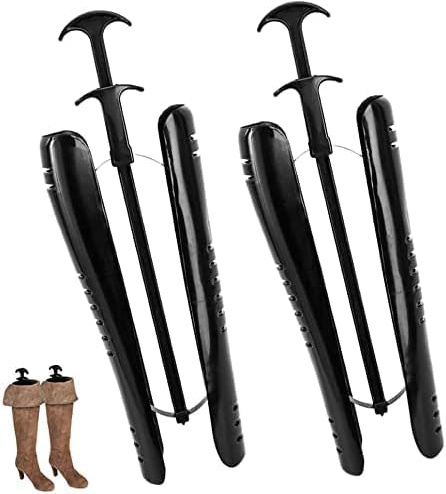 Tudegy 1 Pair Black Automatic Boot Trees,Shoe Support Anti-Wrinkle Boots Stretcher, Shapers Inserts Riding Boots Stand Holder,Adjustable Boot Shapers for Knee High Tall Long Boots (1 Pairs)