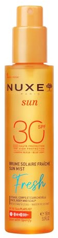 Nuxe Sun Fresh Mist SPF30 leichter unsichtbarer Sonnenschutz für Gesicht, Körper und Kopfhaut, hoher UVA/UVB-Schutz und blaues Licht, Anti-Aging-Zellschutz, 360° feiner Nebel